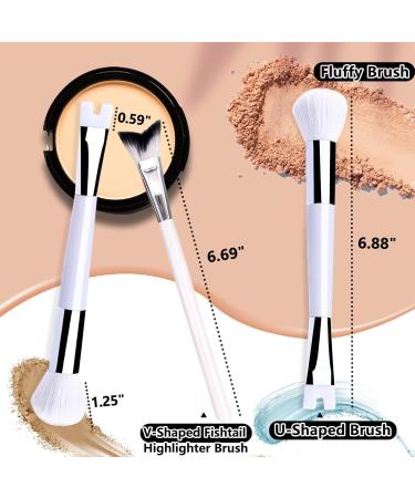 NATOSU 2 Piece Nose Contour Brush Set 2 in 1 U Shaped Brush and Fluffy Brush for Shaping and Defining the Nose Fishtail Highlighter Brush for Nose Shine - Buy Online on GoSupps.com