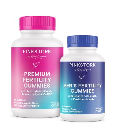 Pink Stork Fertility Gummies for Women and Men - Prenatal Conception Support - Inositol COq10 Folate - Hormonal Balance