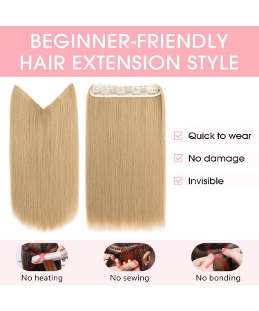 Silk-Co 40cm Hair Extensions - Smooth Synthetic Wire & Clip-In with Rubber Band | Adjustable Blonde & Dark Blonde Options - Buy Online on GoSupps.com