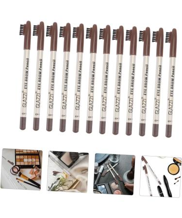 VINTORKY 12pcs Plastic Coffee Eyebrow Pencil with Brush Wood Makeup Tool Pencils Eyebrow Makeup Pen - Buy Online on GoSupps.com