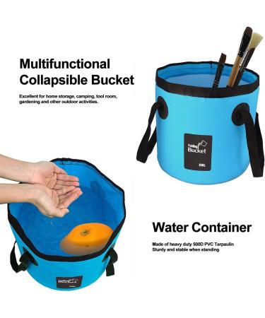 2 Pack Collapsible Buckets Camping Water Storage Container 5 Gallon(20L) Portable Folding Bucket Wash Basin for Traveling Hiking Fishing Boating Gardening(Blue) - Buy Online on GoSupps.com