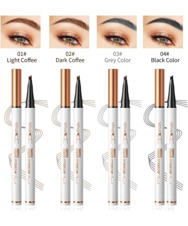 Eyebrow Pencil with 4 Fork Tip 3D Microblading Eyebrow Pencil Natural Makeup Fine Stroke Magic Eyebrow Pencil Microblading Eyebrow Pen Long-Lasting on All Day(Gray) - Buy Online on GoSupps.com