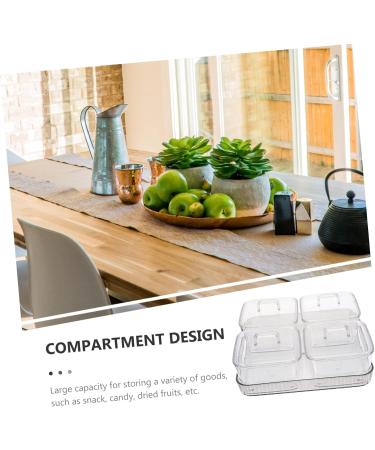 Alipis 1 Set Four Grid Fruit Plate Decor Platter Tray Food Tray Caviar Snack Holder Vegetable Biscuit Box Grey 21X21X8CM - Buy Online on GoSupps.com