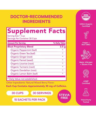 Pink Stork Bloat Tea - Organic Digestive Relief & Metabolism Support for Women | Energy Boost | Women-Owned | Mixed Berry | 30 Cups - Buy Online on GoSupps.com