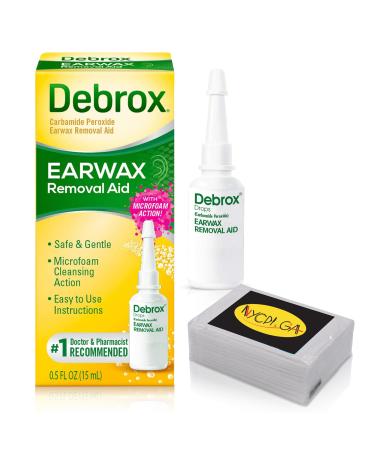NYCPI & GA Debrox Earwax Removal Featuring Tissue Pack Bundle for Easy Cleanup (Drops 0.5 OZ) Drops 0.5 Ounce