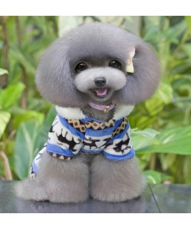 Ranphy Soft Velvet Reindeer Hoodie Sweater for Small Dogs & Cats - Cozy Pile Suit - Size S (Blue) - Buy Online on GoSupps.com