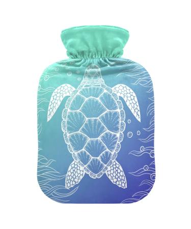Turtle Sea Hot Water Bottle with Cover Hot Water Bottles for Pain Relief Hand Feet Warmer Warmer for Headache Back Pain 1L
