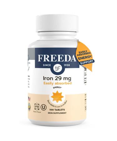 Freeda Iron Supplement - Ferrous Fumarate Iron Tablets 100 Count (Pack of 1)