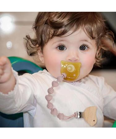 PandaEar Silicone Pacifier Clips 4 Pack for Boys and Girls - Baby Binky Holder Strap with Wooden Teething Toy - Universal Fit for Teethers - Gender Neutral - Buy Online on GoSupps.com