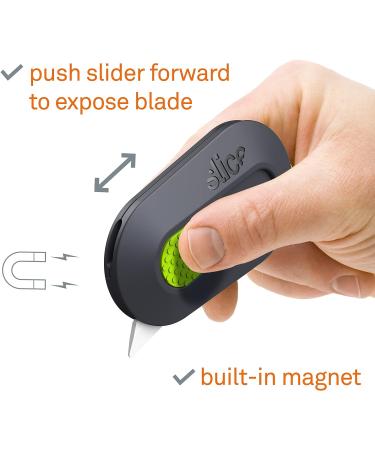 Slice 10514 Mini Box Cutter  Package and Box Opener  Safe Ceramic Blade Retracts Automatically  Stays Sharp Up to 11x Longer  Right or Left Handed  Keychain  Magnetic  Pack of 1 1 Pack Auto-retractable - Buy Online on GoSupps.com