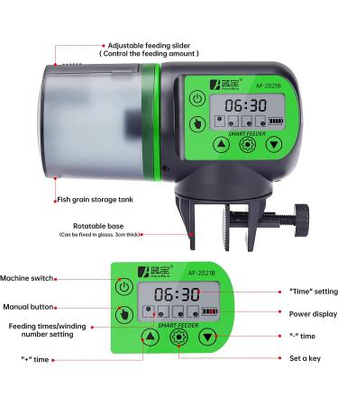 SUNWEN Automatic Fish Feeder with 2 Timer Dispensers - 7oz Auto Fish Food Feeder for Aquarium - Ideal for Vacation - LED Screen Included - Buy Online on GoSupps.com