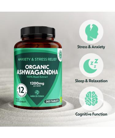 Organic Ashwagandha 1200mg 5% Withanolides Extract - 365 Tablets | Highest Concentration | Vegan | UK Supplier - Buy Online on GoSupps.com
