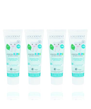 Logodent Spearmint Children tooth gel (4x50 ml) natural active ingredient combination of organic mint organic family and pebble gel vegan fluoride-free natural cosmetics gluten-free