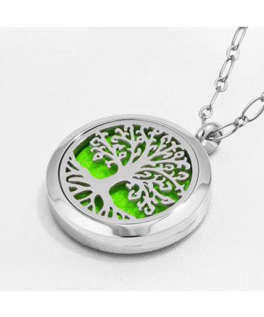 Family Tree of Life Necklace - Essential Oil Diffuser Aromatherapy Jewelry with 12 Refill Pads - Buy Online on GoSupps.com