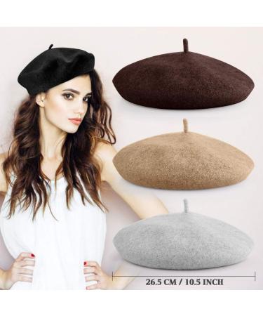 QUACOWW Beret Hats for Women - French Style Beanie Caps (4 Pack) in Black, Brown, Gray, Khaki - Buy Online on GoSupps.com