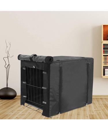 Durable Double Door Dog Crate Cover for Large Pets | Universal Fit for 24-48 inch Wire Crate | Black | 48L x 30W x 33H - Buy Online on GoSupps.com