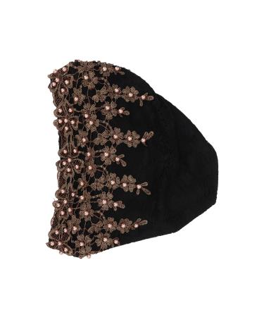 Turban head wrap direct use soft top material hair turbane safe comfortable vintage embroidered as a gift for everyday use (black)