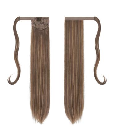 Shop Fine Long Smooth Ponytail Hair Extension - Golden Brown Mixed Blonde 70 cm | Synthetic Braid for Women & Girls - Buy Online on GoSupps.com