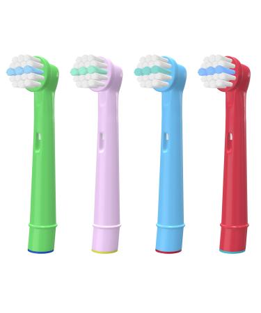 WuYan Kids Toothbrush Heads Compatible for Electric Toothbrush Kids Electric Toothbrush Heads for Braun Refills for Kids Toothbrush Head Pack of 4 Multicolor Replacement Brush Heads 4pcs