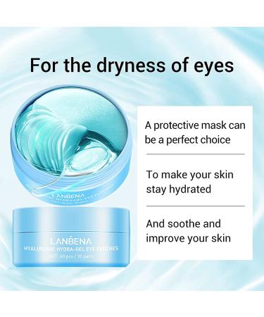 Lanbena Hyaluronic Acid Hydra-Gel Eye Mask - Collagen Eye Patches for Dark Circles & Eye Bags - Moisturizing Skin Care Gel (New Packaging) - Buy Online on GoSupps.com