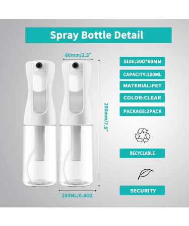 Amoyox 2-Pack 200ml Fine Mist Spray Bottle | Ultra Fine Continuous Spray for Hair Styling Plants Cleaning & Skin Care - Buy Online on GoSupps.com