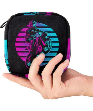 Motocross Sunset Retro Sanitary Napkin Storage Bag - Portable Period Pocket for Women & Teen Girls | Menstrual Cup Holder - Buy Online on GoSupps.com