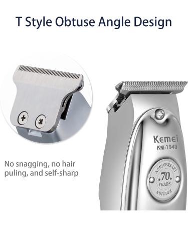 Kemei Professional Hair Clippers Beard Trimmer - T-Blade Outliner Barber Grade Cordless Silver - Buy Online on GoSupps.com