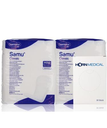 2x 20 Hartmann Samu Classic postpartum pads MINI in a set with Horn Medical hygiene bags made of plastic 65-piece set