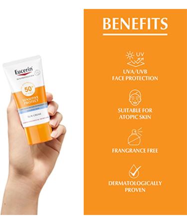 Eucerin Sensitive Protect Face Sun Cream SPF50+ For Sensitive & Atopic Skin 50ml - Buy Online on GoSupps.com