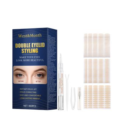 Eye lid adhesive tape eyelid stripes loophola stripes 480 pieces double eyelid sticker eyelid tapes invisible double eyelid tape lifting loophider cream with fork bars tweezers