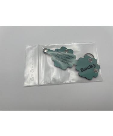 Copter Farm Dog Brand Bag - Engraved Art Leather & Real Leather Dog Collar | Custom Push Button | Turquoise Flower Design - Buy Online on GoSupps.com