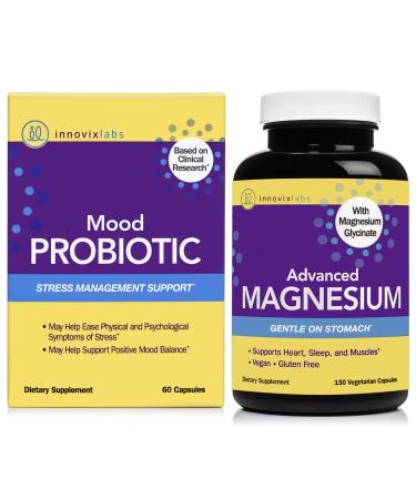 Magnesium & Mood Bundle: InnovixLabs Advanced Magnesium (150 Capsules) and InnovixLabs Mood Probiotic (60 Capsules). Supports Positive Mood. *