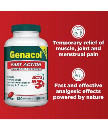 Genacol Fast Action Joint & Muscle Pain Relief | For Fast Back Pain & Muscle Pain Relief | Antioxidant Formula with Curcumin Boswellia & Black Sesame Oil | All-Natural Non-Addictive | 180 Softgels 180 Count (Pack of 1) - Buy Online on GoSupps.com