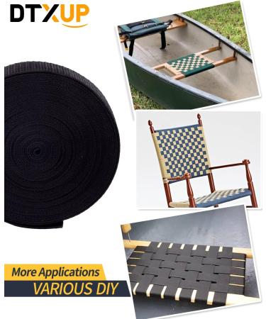 DTXUP Black Polypropylene 1 Inch Webbing Strap - Lawn Chair Replacement, Climbing Straps, DIY Crafting - 10 Yards - Buy Online on GoSupps.com