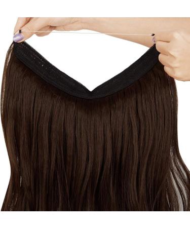 OMGREAT Halo Hair Extension: Invisible Wire One Piece Curly Wavy Synthetic Hair - 18 Medium Brown - Buy Online on GoSupps.com