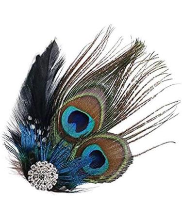 Peacock Feathers Hair Clip Natural Feather Fascinator Barrette with Sparking Rhinestone Peacock Gifts Hair Accessories for Women - Buy Online on GoSupps.com