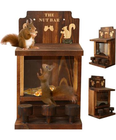 Squirrel Feeder 27.5cm/10.8inch Wood Squirrel Feeders for Outside Weatherproof Squirrel Bar with 3 Small Stool Wooden Chipmunk House Box for Corn Peanuts - Buy Online on GoSupps.com