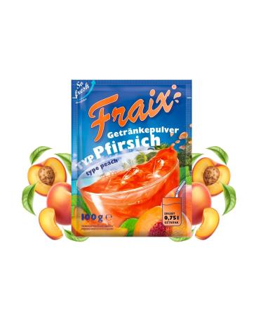 FRAIX Pack of 50 peach powder drinks (50 x 100 g) - Instant fruit powder with peach flavor - Perfect fruit powder for on the go, birthday parties