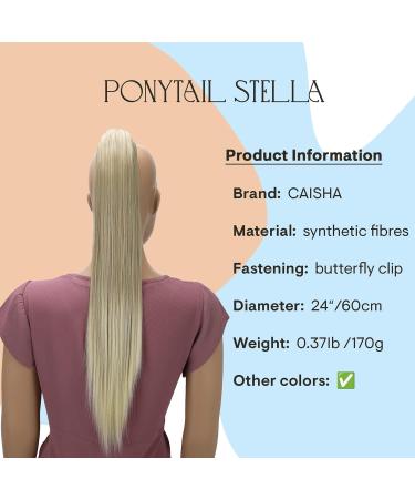 CAISHA 60 cm Smooth Ponytail with Butterfly Clamp - Heat-Resistant Light Blonde Mix Hair Extension #16T613 - Buy Online on GoSupps.com