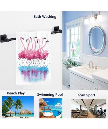 Naanle Flamingo Print Guest Hand Towel - Soft & Stylish 16x30 White Towel for Bathroom, Hotel, Gym & Spa - Buy Online on GoSupps.com