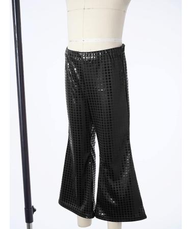JEATHA Kids Girls Shiny Sequin Dance Pants | Wide Leg Bell-Bottoms for Jazz Hip-Hop Dancing | Black, 6-7 Years - Buy Online on GoSupps.com