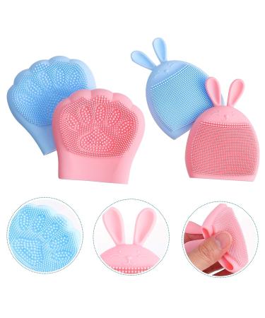 Beaupretty Silicone Scrubbies Facial Cleansing Brush - 4pcs Cartoon Cat Paw & Rabbit Shape Exfoliator Brushes for Blackhead Removal, Massage & Pore Cleansing - Buy Online on GoSupps.com