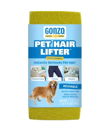 Gonzo Pet Hair Lifter - Remove Dog, Cat and Other Pet Hair from Furniture, Carpet, Bedding and Clothing - 1 Sponge