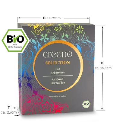 Creano Organic Herbal Tea Gift Set - 27 Tea Bags in 9 Varieties - Perfect Organic Tea Gift for Tea Lovers - Buy Online on GoSupps.com