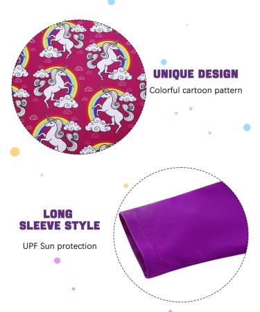 Girls Toddler Baby Kids Two Piece Long Sleeve Swimsuit UPF 50+ Protection - Purple Unicorn | TUONROAD - Buy Online on GoSupps.com