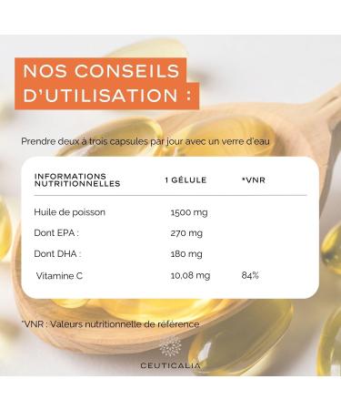 Omega 3 Food Supplement - Wild Fish Oil Rich in EPA and DHA - Heart Vision Concentration - Vitamin E - 90 Capsules 30 Days - Buy Online on GoSupps.com