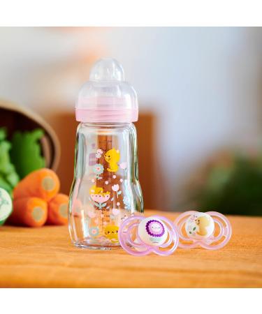 MAM Organic Garden Glass Bottle 260 ml - Heat & Temperature Resistant Baby Bottle - Sucker 2 Mean Flow - Candy Color - Ideal for 2 Months+ - Buy Online on GoSupps.com