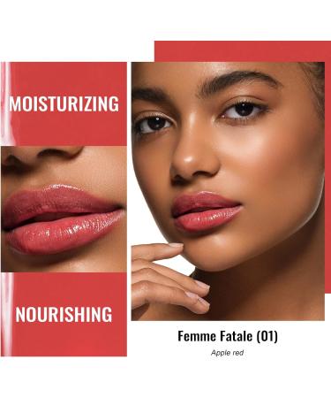 Oulac Moisturising Lipstick Red - Hydrating Tinted Lip Balm for Dry Lips | Juicy Glossy Finish | Vegan & Cruelty-Free - Buy Online on GoSupps.com