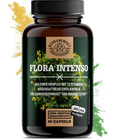 Flora Intenseo probiotics complex 100 billion KBE/G -Laborate tests 23 bacterial strains without inulin -intestinal bacteria gastric juic resistments with lactobacillus +bifidobacteria -de- scheunengut  - Buy Online on GoSupps.com