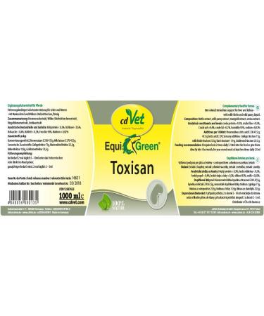cdVet EquiGreen Toxisan 1000 ml - Food Supplement for Horses and Ponies with Natural Herbs for Detoxification - Buy Online on GoSupps.com